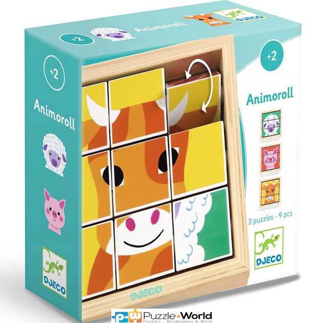 Παζλ με περιστρεφόμενα τετράγωνα σε ξύλινο πλαίσιο