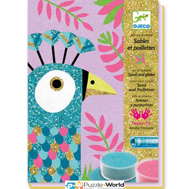 Χρωματίζω με άμμο και Γκλίτερ "Λαμπερά Παγώνια"