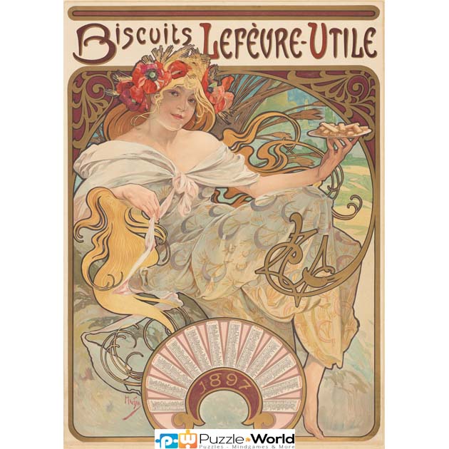 Alphonse Mucha: Rêverie, 1898 - Biscuits Lefèvre-Utile, 1896 (2X500 pcs) - Image 2