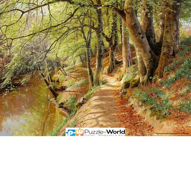 Peder Mork Monsted: A Spring Day in the Woods with Fresh-Blown Beeches and Anemones in the Forest Bed