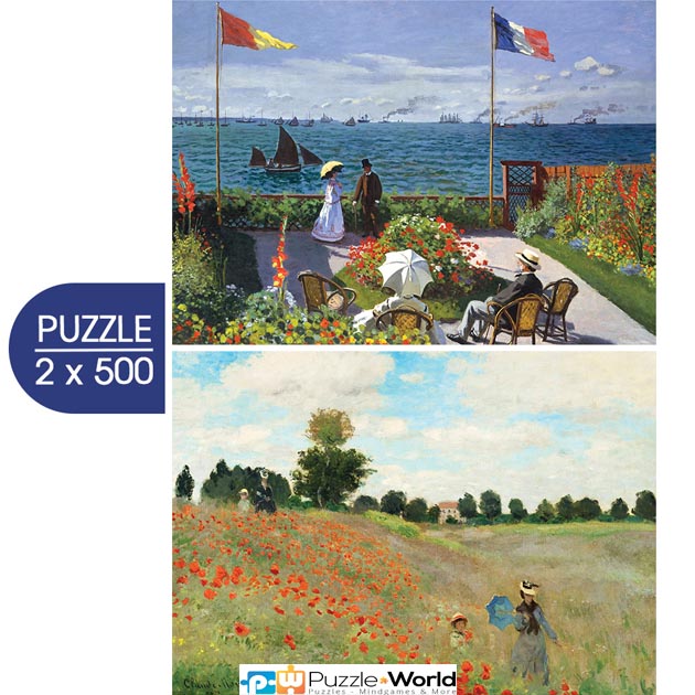 Claude Oscar Monet: Garden at Sainte Adresse, 1867 - Poppy Field Near Argentueil, 1873 (2X500 pcs)
