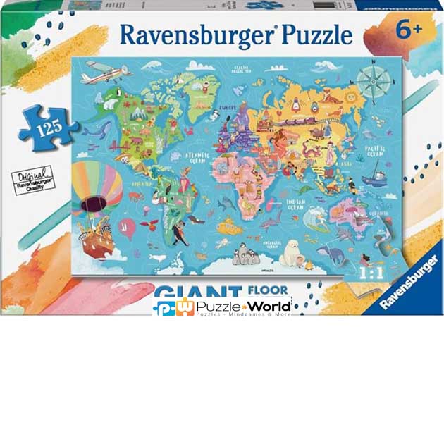 Map of the World - Giant Floor Puzzle (125 pcs)