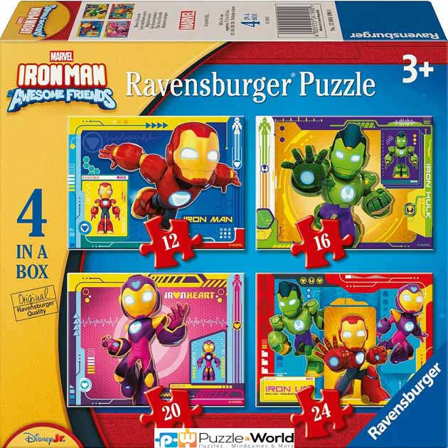 Iron Man & His Awesome Friends - 4 in 1 Puzzle (12 + 16 + 20 + 24 pcs)