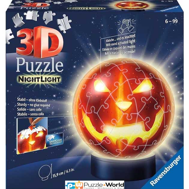 3D Puzzle: Halloween Pumpkin - Nightlight (74 pcs)